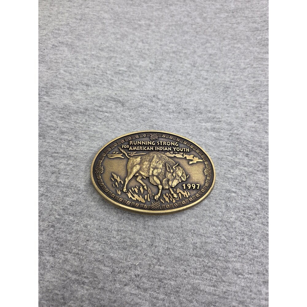 1997 Running Strong for American Indian Youth Brass Belt Buckle